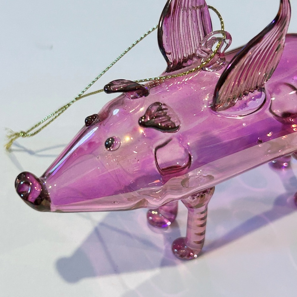 Hand Crafted Blown Glass Pink Ornament and Sun Catcher Flying Pig 🐷
New - Picture 2 of 4
